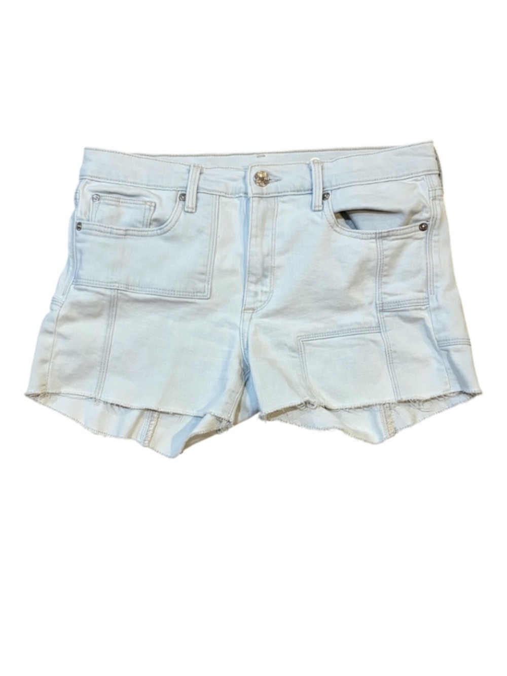 Gap 1969 Patchwork Denim Shorts with Raw, Frayed Hem